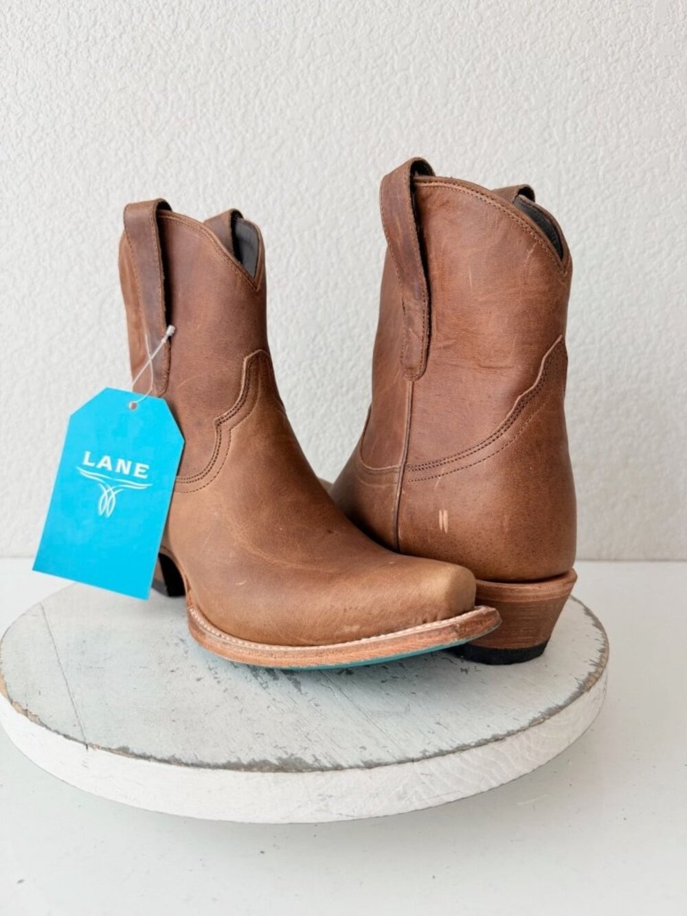 Lane EMMA JANE Brown Cowboy Bootie 7.5 Western Cowgirl Short Ankle Boots 7.5